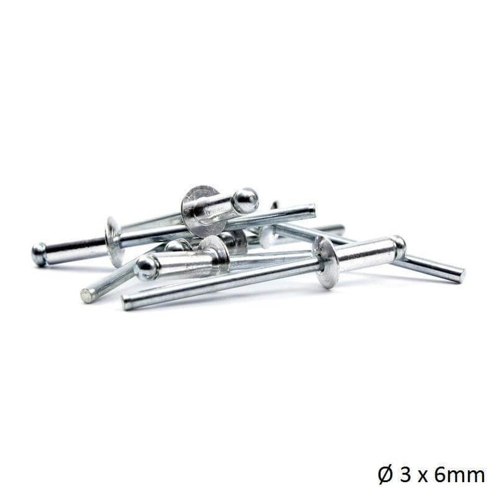 Alu Blindnieten für Hula Hoop Herstellung, 10-er... Alu Blindnieten für Hula Hoop Herstellung, 10-er Set, Ø3x6mm