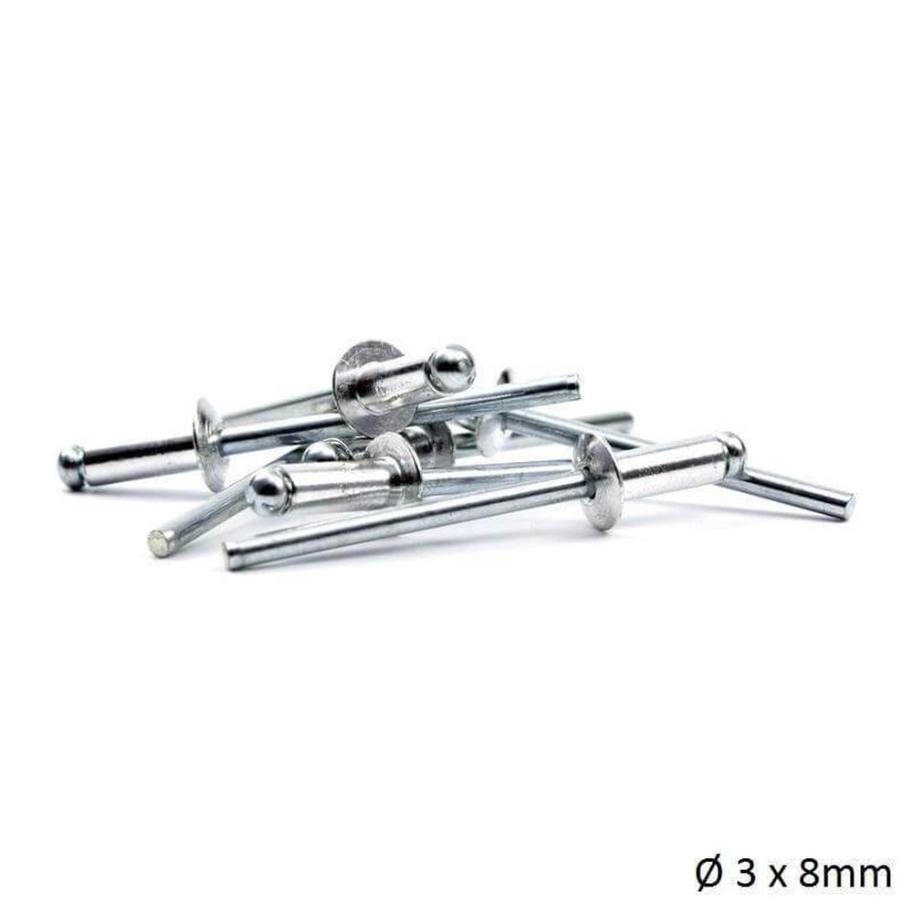 Alu Blindnieten für Hula Hoop Herstellung, 10-er... Alu Blindnieten für Hula Hoop Herstellung, 10-er Set, Ø3x8mm